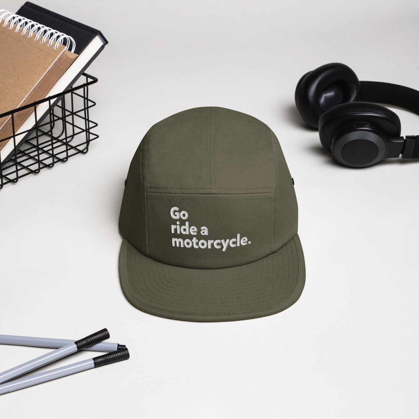 'Go ride a motorcycle' 5-Panel Camper Cap