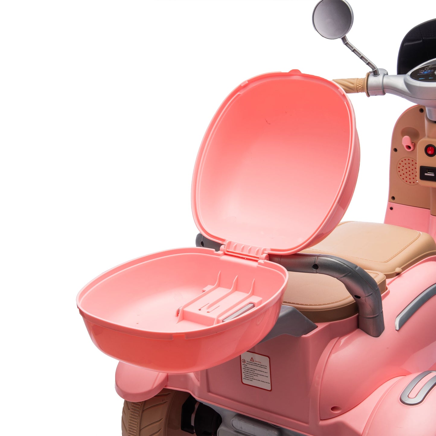 12V Two motors Kids Ride On Level Up Two-seater Electric Motorcycle,Three-wheel Toy w/Music,Bluetooth,USB,Backseat flip adult seat,Portable Storage Hooks&Oversized Trunk,LED Headlight For Kids 3-6.