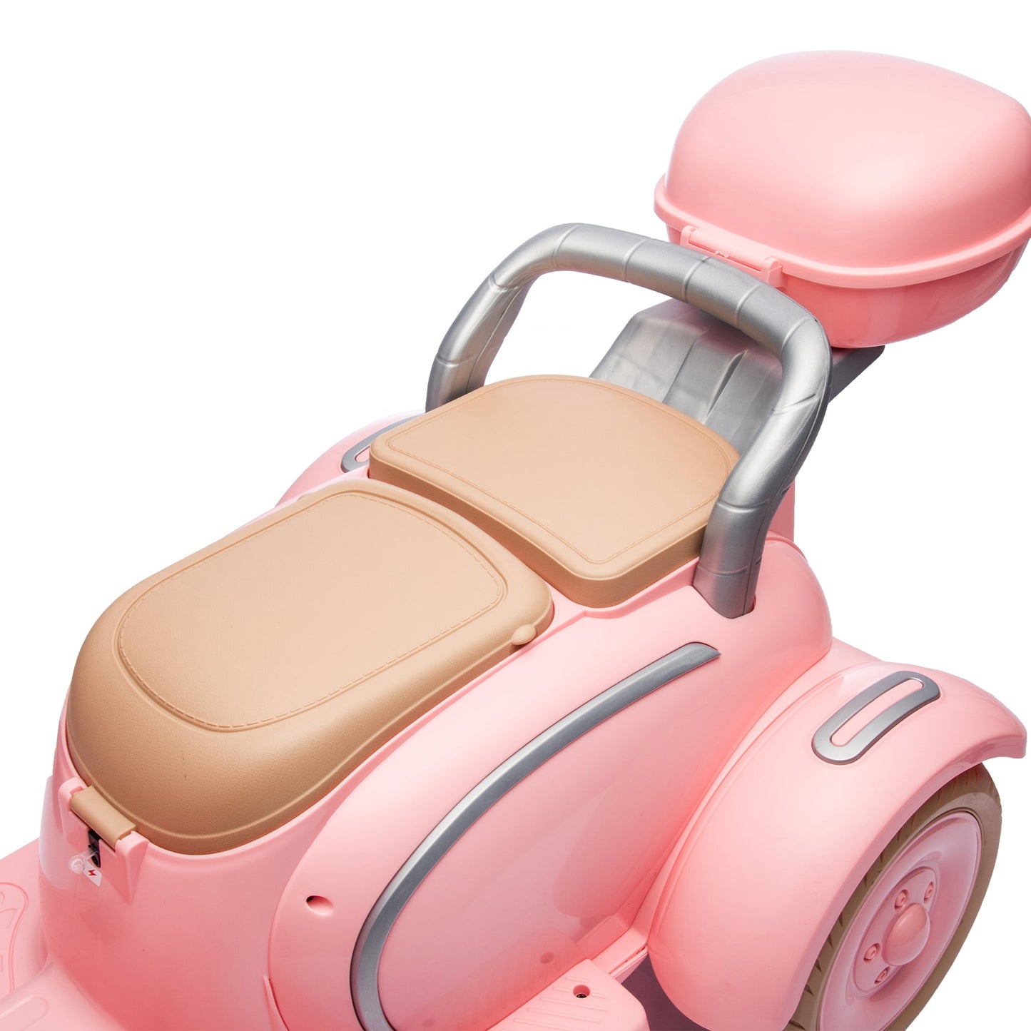 12V Two motors Kids Ride On Level Up Two-seater Electric Motorcycle,Three-wheel Toy w/Music,Bluetooth,USB,Backseat flip adult seat,Portable Storage Hooks&Oversized Trunk,LED Headlight For Kids 3-6.