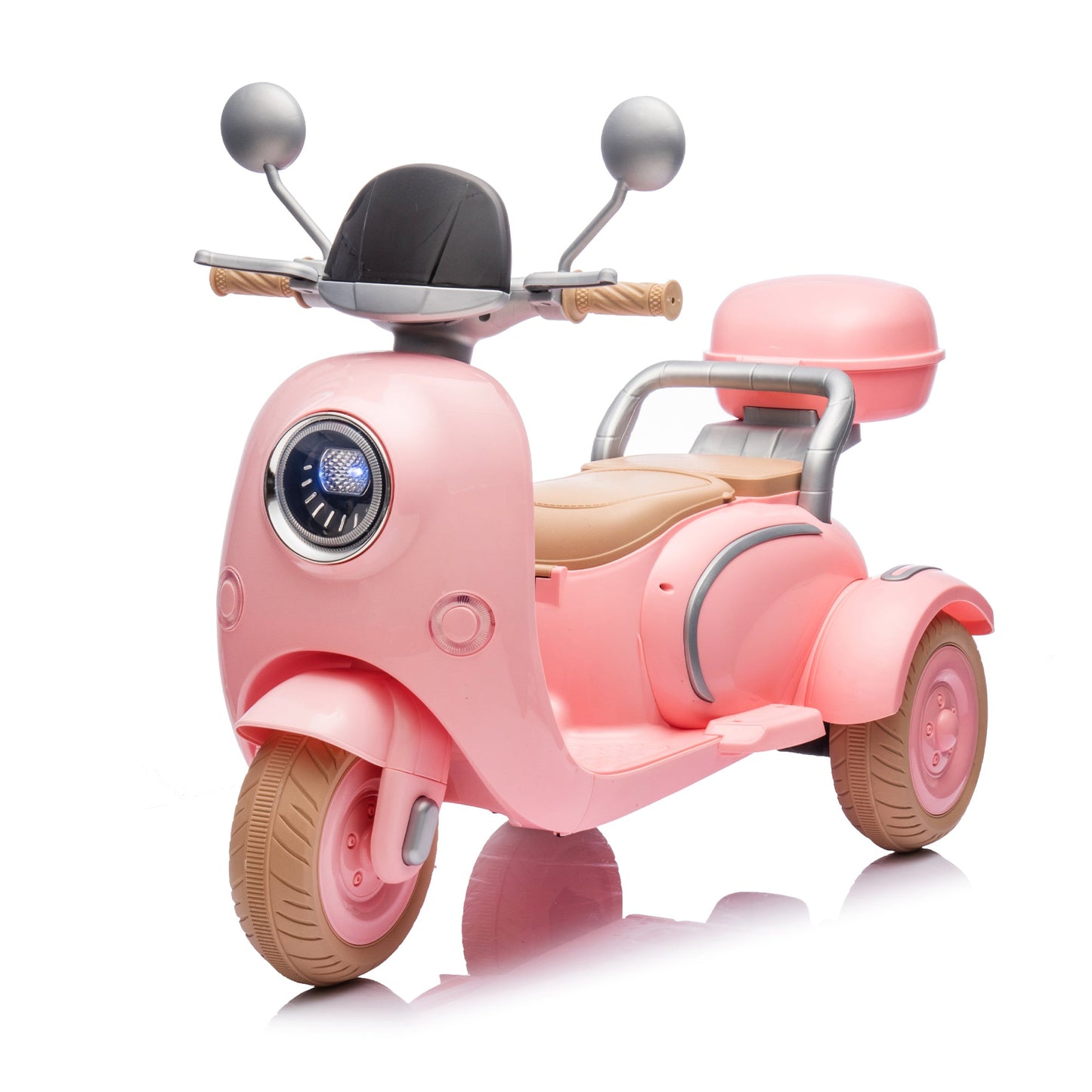 12V Two motors Kids Ride On Level Up Two-seater Electric Motorcycle,Three-wheel Toy w/Music,Bluetooth,USB,Backseat flip adult seat,Portable Storage Hooks&Oversized Trunk,LED Headlight For Kids 3-6.