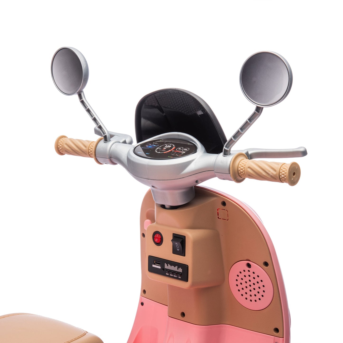 12V Two motors Kids Ride On Level Up Two-seater Electric Motorcycle,Three-wheel Toy w/Music,Bluetooth,USB,Backseat flip adult seat,Portable Storage Hooks&Oversized Trunk,LED Headlight For Kids 3-6.