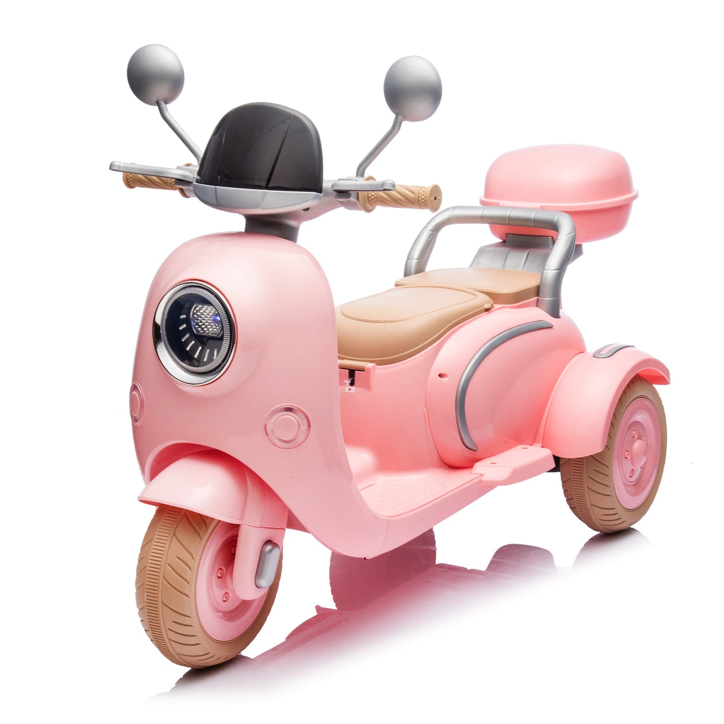 12V Two motors Kids Ride On Level Up Two-seater Electric Motorcycle,Three-wheel Toy w/Music,Bluetooth,USB,Backseat flip adult seat,Portable Storage Hooks&Oversized Trunk,LED Headlight For Kids 3-6.