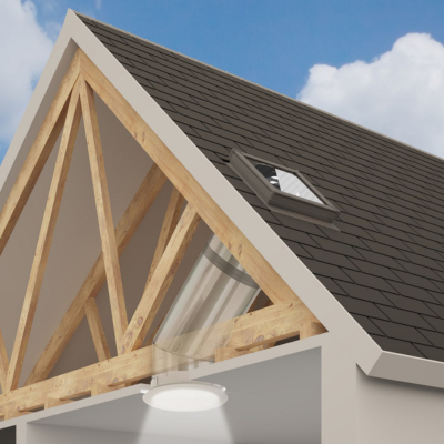 14 in. Curb Mount Rigid Sun Tunnel Skylight with Wildfire Glass and ECL Shingle Roof Flashing