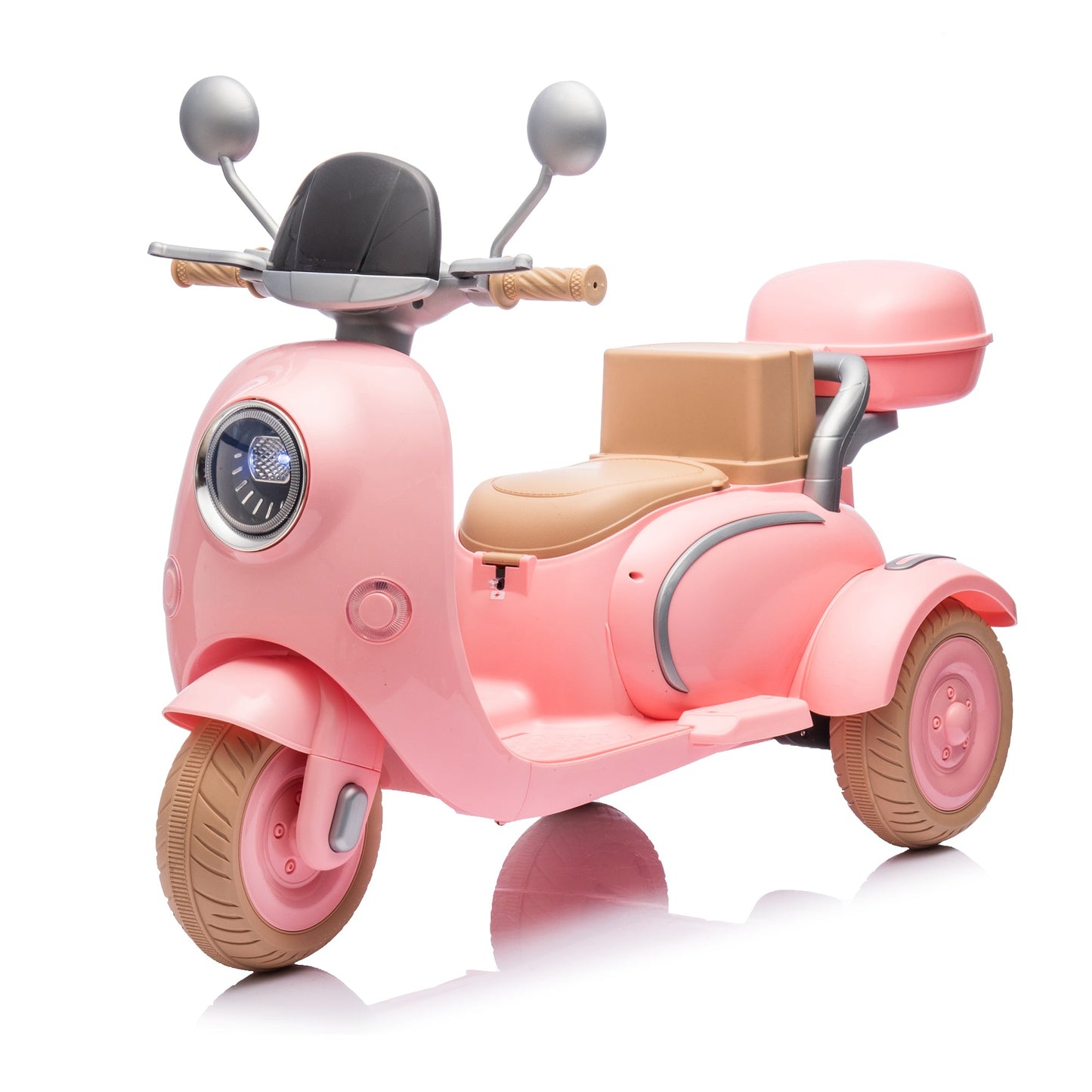 12V Two motors Kids Ride On Level Up Two-seater Electric Motorcycle,Three-wheel Toy w/Music,Bluetooth,USB,Backseat flip adult seat,Portable Storage Hooks&Oversized Trunk,LED Headlight For Kids 3-6.
