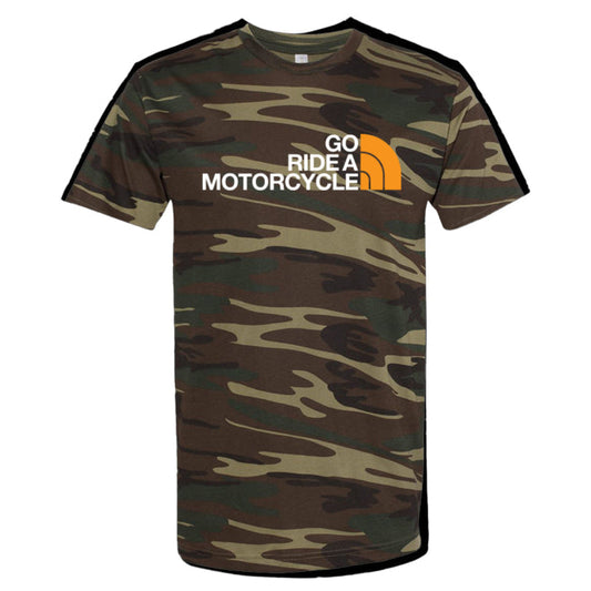 'Go ride a motorcycle' NF Parody Camo T-shirt