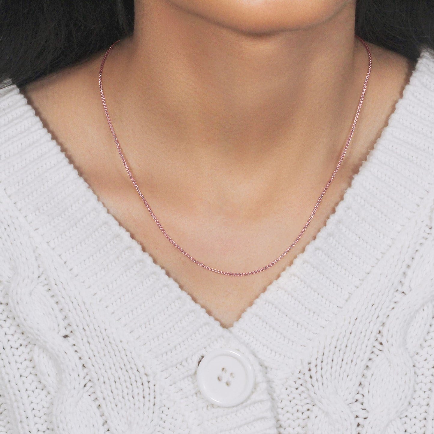 14k Rose Gold Diamond Cut Round Wheat Chain (1.20 mm)