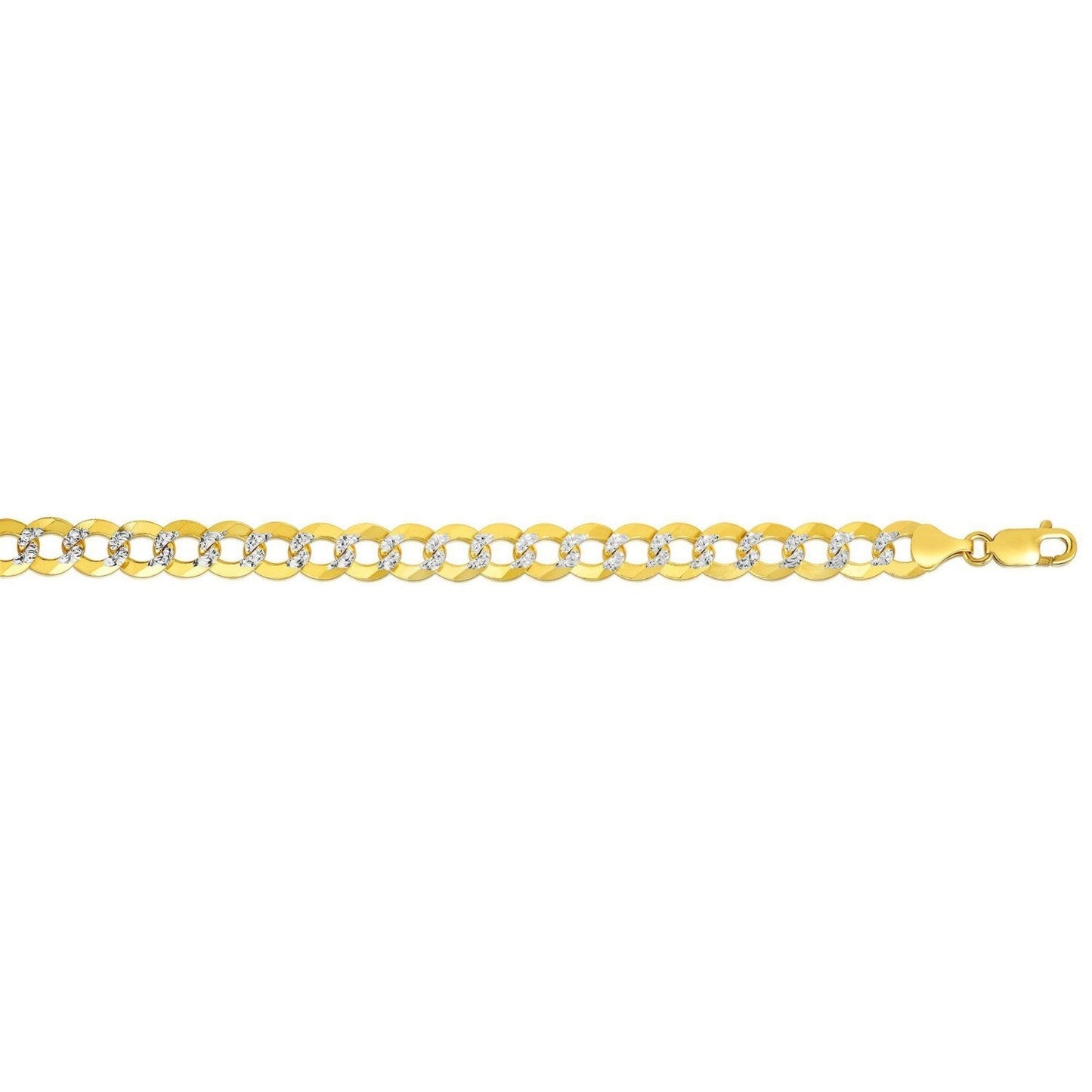 14k Two Tone Gold Pave Curb Bracelet (8.30 mm)