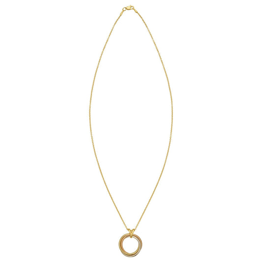 14K Tri Color Gold Interlocking Circle Pendant Necklace