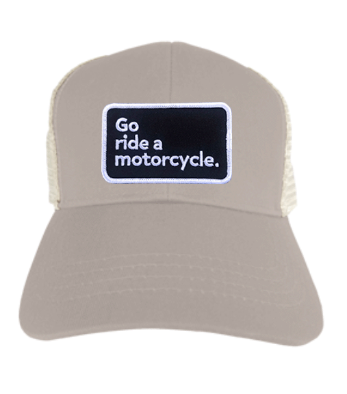 "Go ride a motorcycle" Organic Recycled Trucker Hat